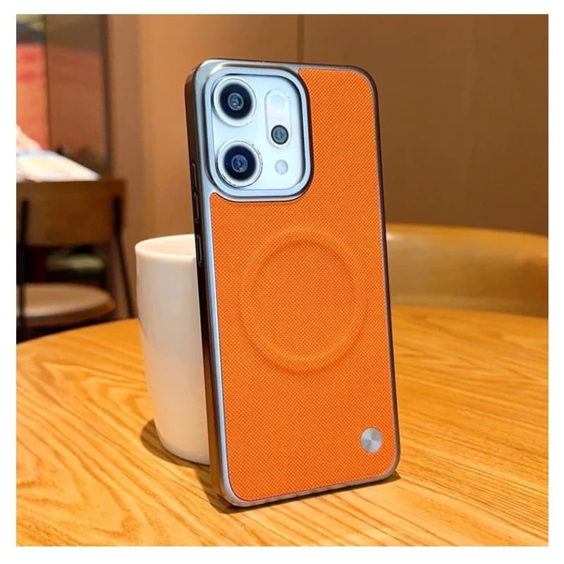 Custodia per telefono in pelle di alta gamma con texture diamantata per OPPO Reno14 14Pro, compatibile con MagSafe, protezione anti-caduta, cover funda