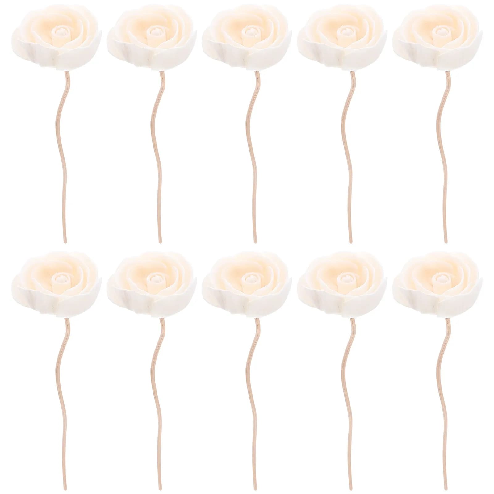 10Pcs Reed Diffuser Sticks Flower Aromatherapy Sticks Faux Peony Head Decorative Essential Oil Diffuser Home Office