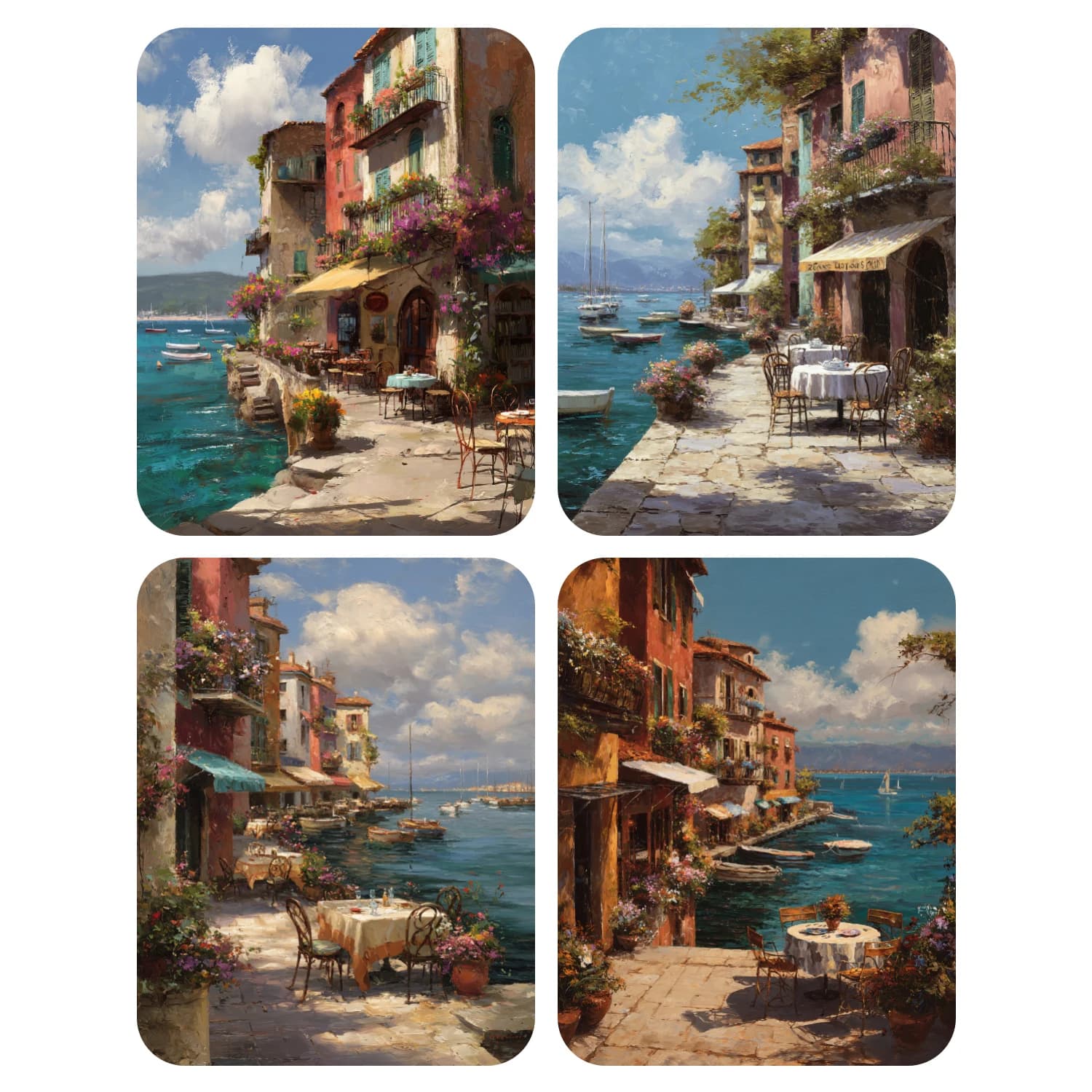 Hand Paint Seaside Restaurant lotus Painting By Numbers Kit DIY Acrylic Artwork Canvas Art Gift Home