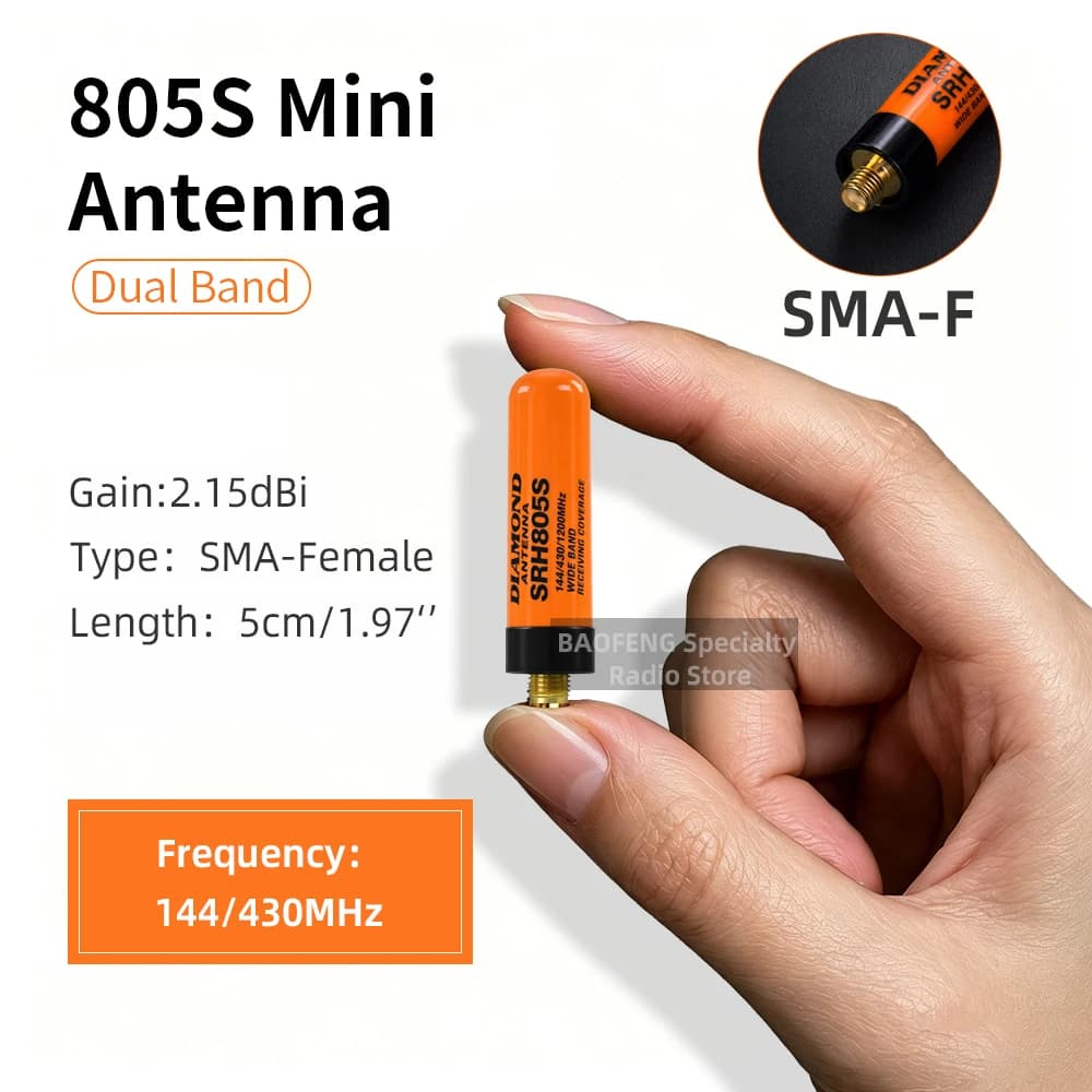 SRH805S Mini Antenna SMA-Female Short Antenna Dual Band High Gain UHF VHF For UV-5R Mini Quansheng UV-K1 UV K5 Walkie Talkie