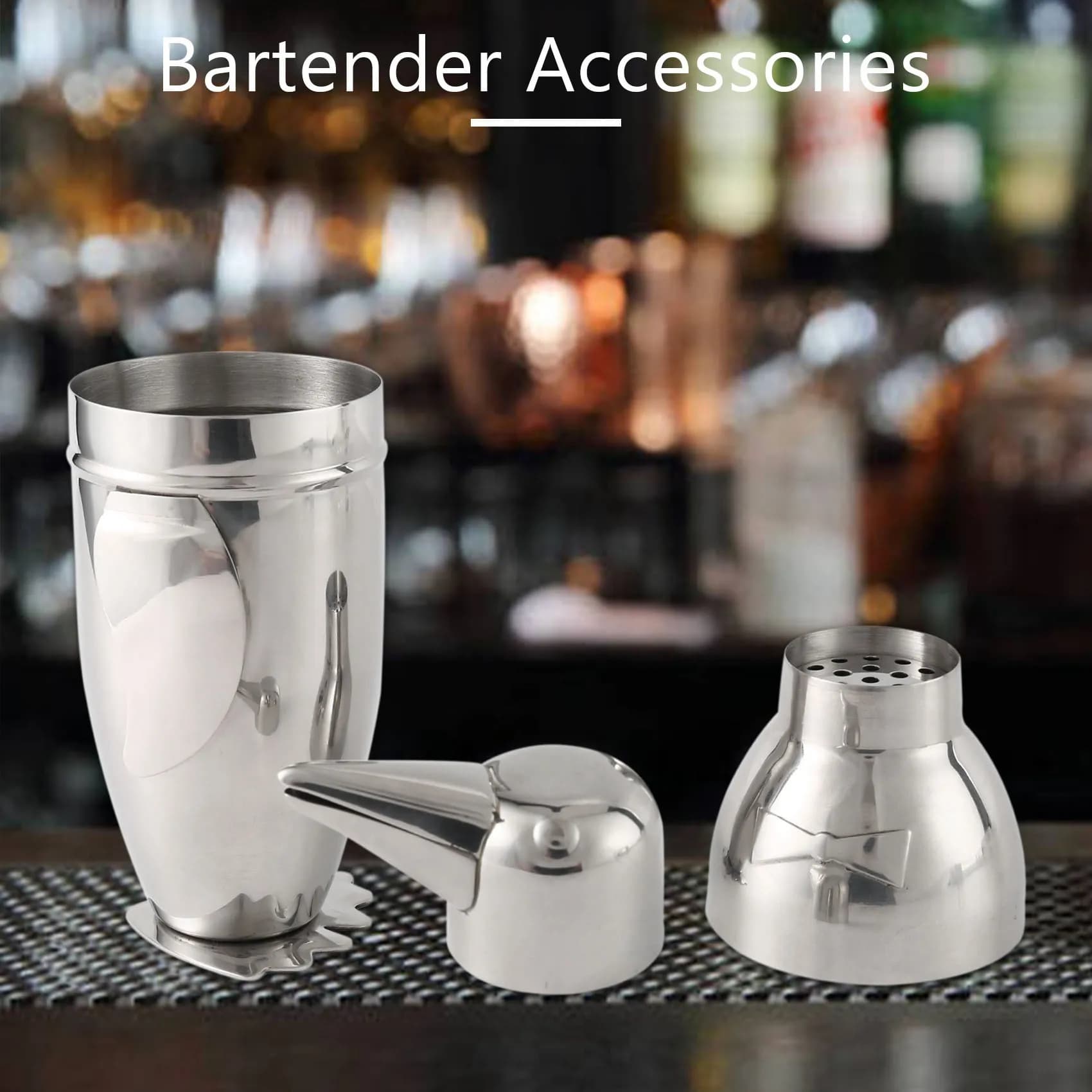 Shaker per Cocktail AT05-500Ml, Creativo Shaker a Forma di Pinguino in Acciaio Inox, Miscelatore per Bevande da Bar, Bottiglia per Vino, Accessori per Vino