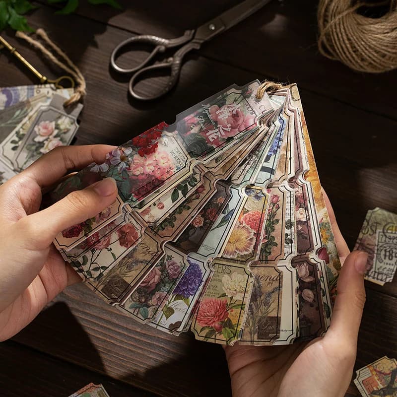 Yoofun 40pcs/pack Sicilian Rose Special-shaped Sticker Pack Creative Scrapbooking Journal DIY Decorative Collage Material Paper