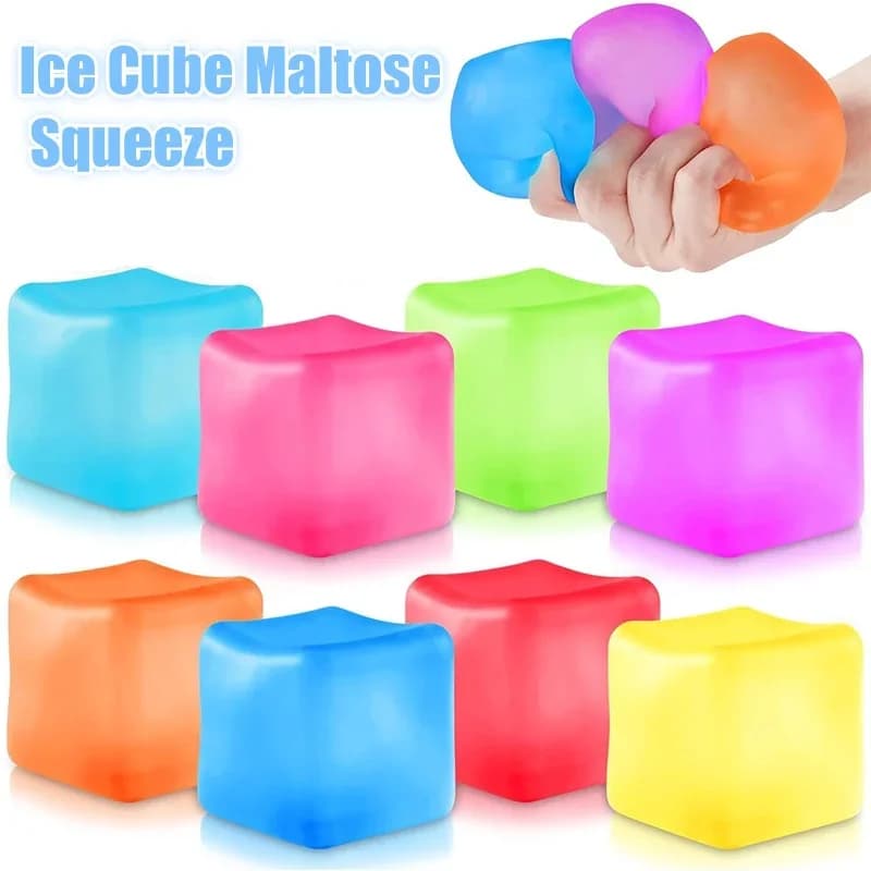 1/4/8/16PCS Gel ad alta densità cubetto di ghiaccio quadrato decompressione sfiato giocattolo Squishy palla antistress spremere giocattoli antistress giocattolo sensoriale