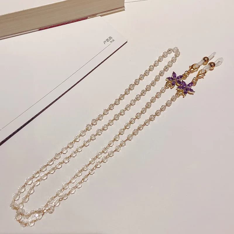 Alloy Frame Glasses Chain Outdoor Fashion Accessories Travel Flower Diamond Beads Anti-slip Mask Hanger