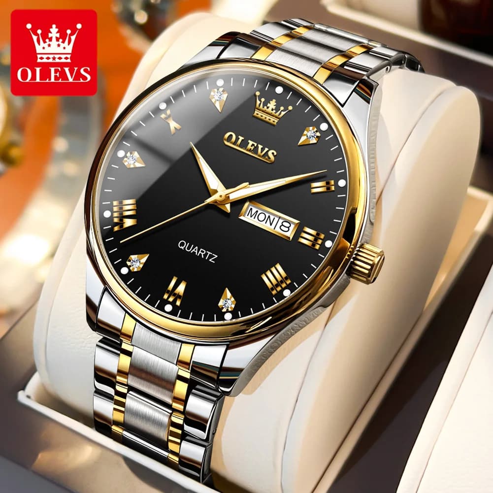 OLEVS 5563 Orologio al quarzo di lusso per uomo Sport impermeabile Luminoso acciaio inossidabile Data Orologio da polso da uomo Orologio Relogio Masculino