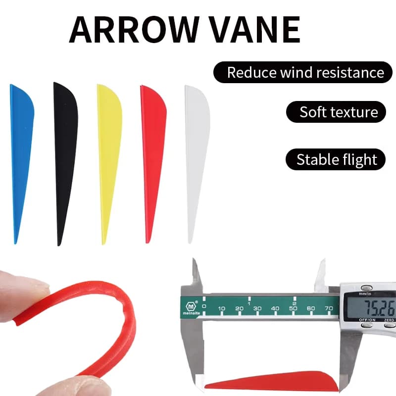 50PCS Archery Arrow Vanes 3 Inch TPU Rubber Water Drop Fletching for Carbon Aluminum Wood Shaft Target Hunting 50 Pack