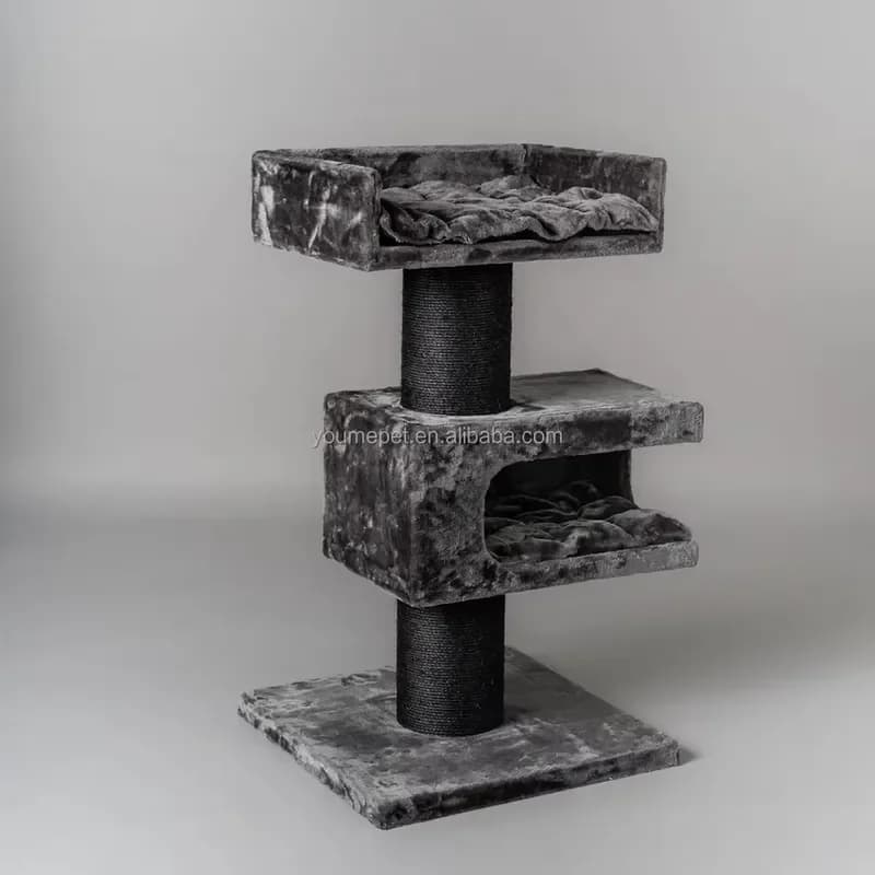 Large Maine Coon Cat Tree with Durable Sisal Scratching Posts Spacious Lounge Cozy Playhouse Heavy Duty Dark Grey Cat Tower