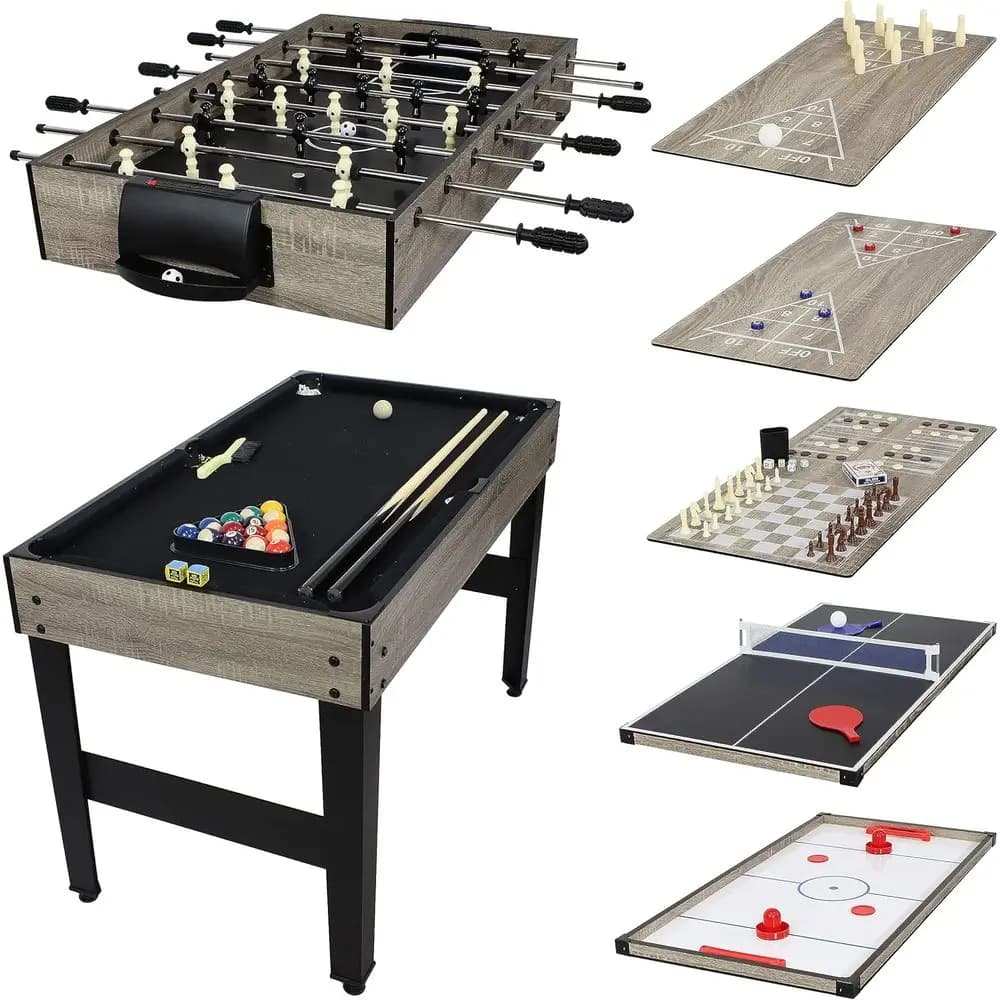 Tavolo Multigioco 10 in 1: Biliardo, Hockey, Calcio Balilla, Ping Pong, Scacchi, Dama, Backgammon, Bowling, Shuffleboard, Giochi di Carte