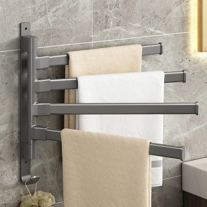 Portasciugamani da bagno Portasciugamani in alluminio con spazio multiplo rotante senza punzonatura Portasciugamani da bagno Portasciugamani per dormitorio