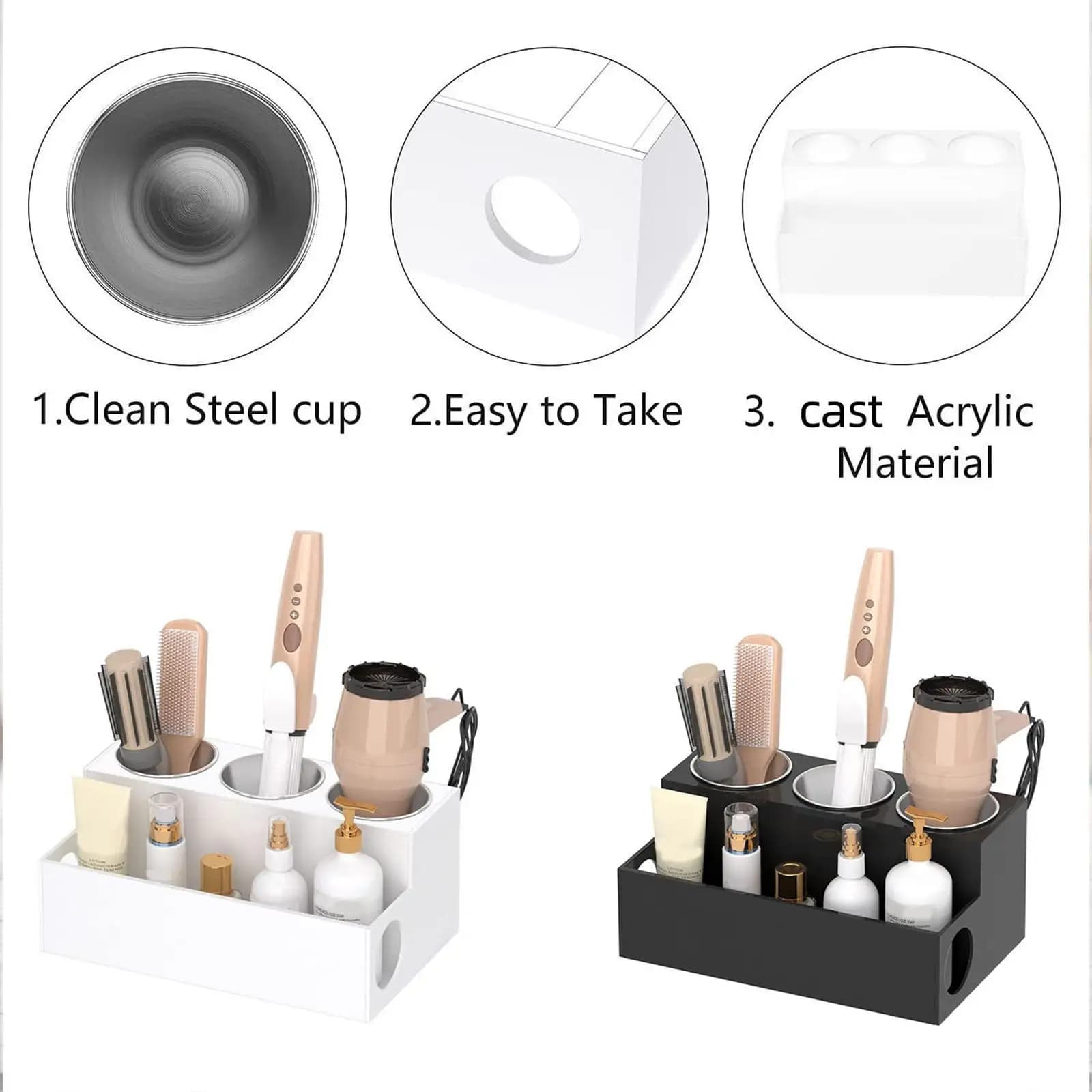 Minimalist support for Vanity kitchen curling iron