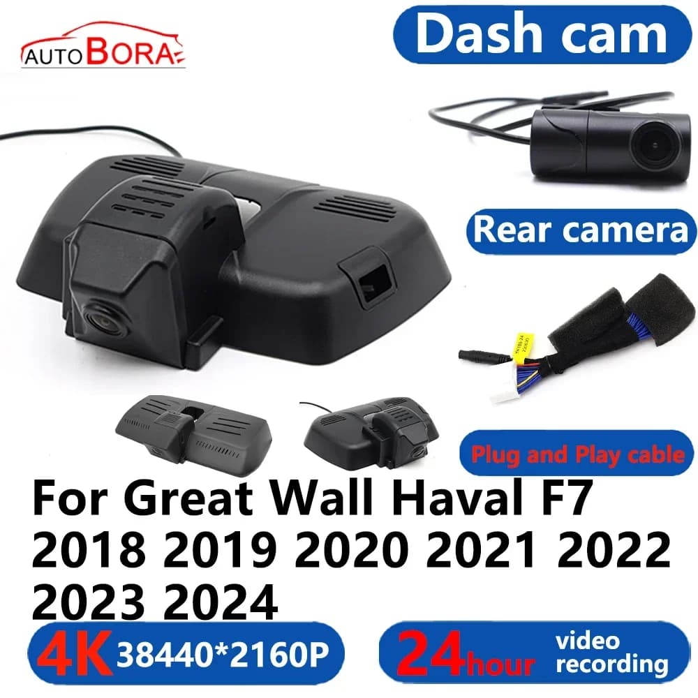 AutoBora 4K Wifi 3840*2160 Car DVR Dash Cam Camera 24H Monitor Video For Large Wall Haval F7 2018 2020 2021 2022 2023 2024