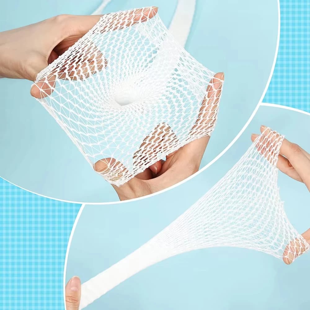 Benda in rete elastica dal design elasticizzato Materiale traspirante Fermo fisso Benda traspirante Benda tubolare in garza tubolare