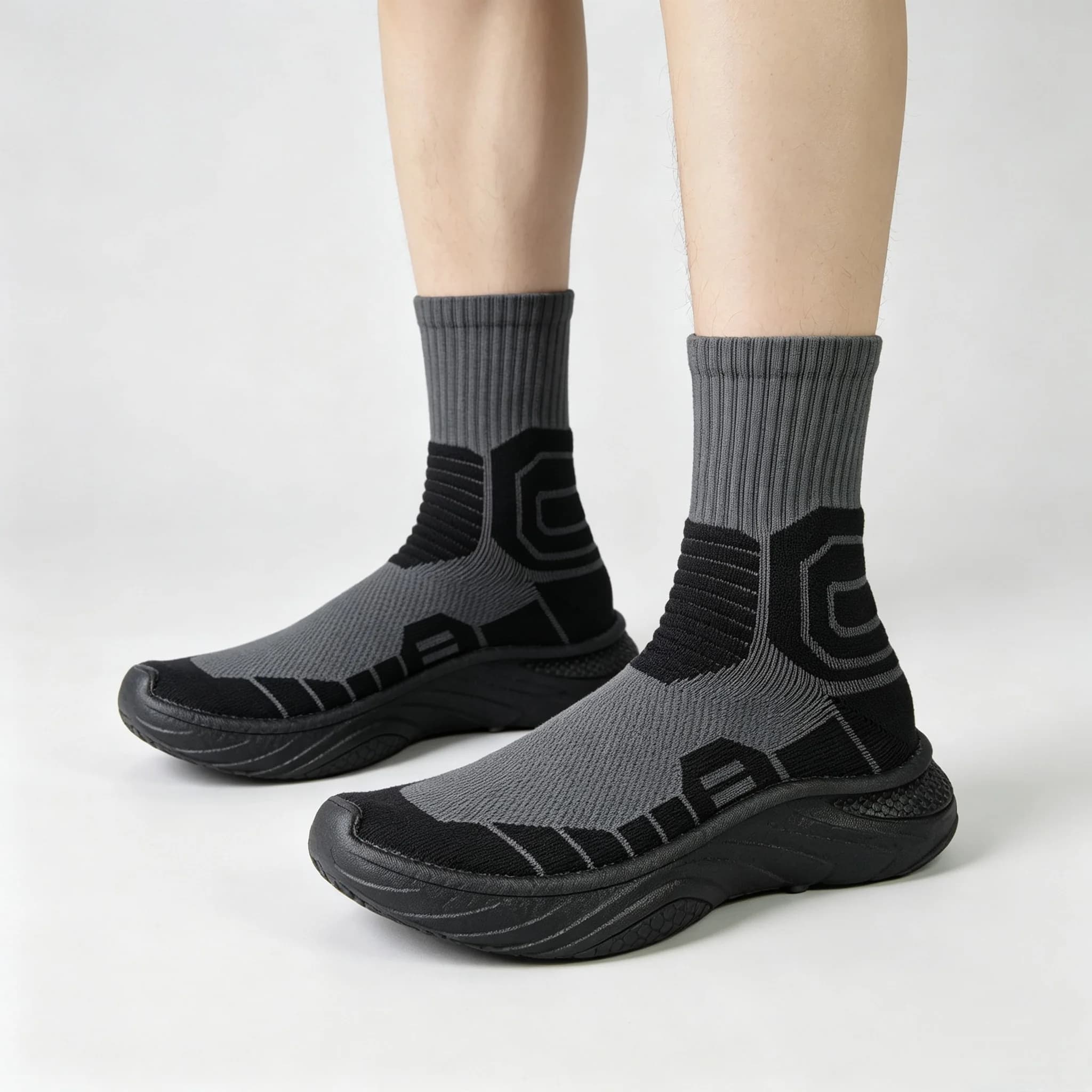 Men High‑Top Sock Training Shoes Popcorn Cushion Sole Breathable Sneakers Non‑Slip Jump Rope Yoga Gym Fitness Walking Sport Shoe