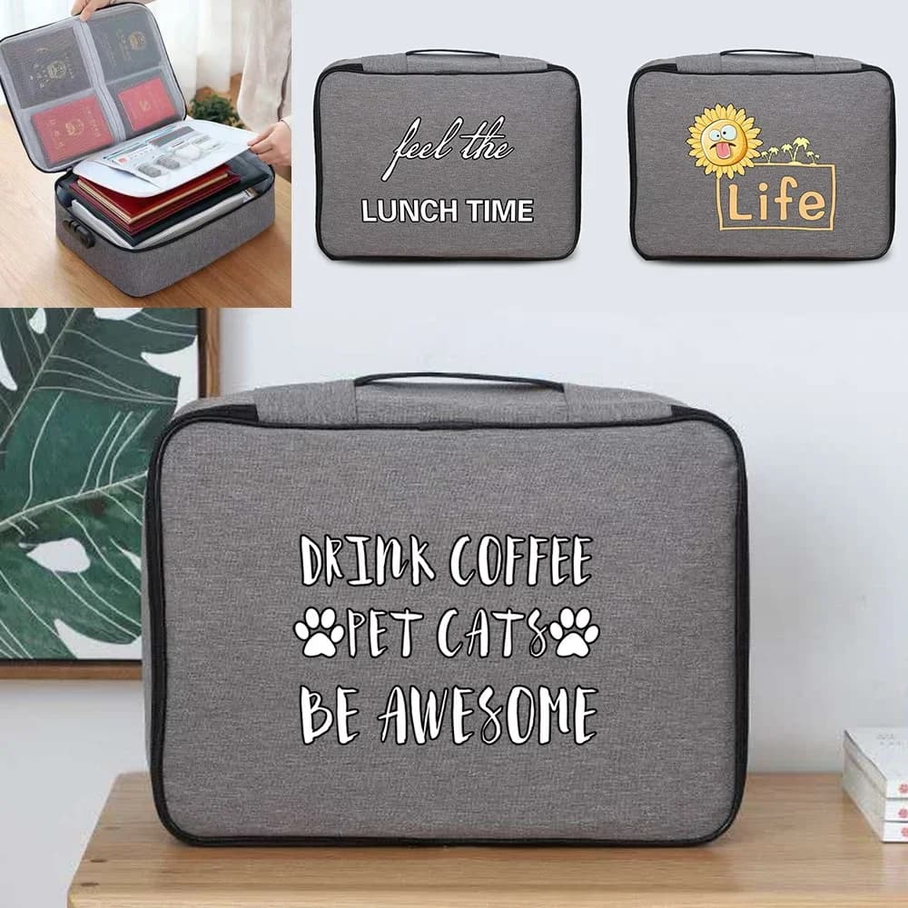 Cartella organizer per documenti Borsa con stampa alimentare Uomo Business Privacy Stuff Grande contenitore per file di archiviazione con serratura Passaporto da viaggio a casa