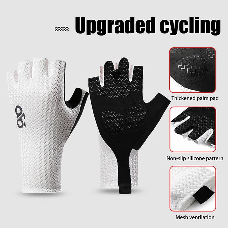 . [LA] 1 Paio di Guanti da Ciclismo Estivi Traspiranti a Mezzo Dito, Guanti Ultraleggeri per Bici Strada con Bearetti in Silicone Antiscivolo, Equipment Sportiva Rinfrescante
