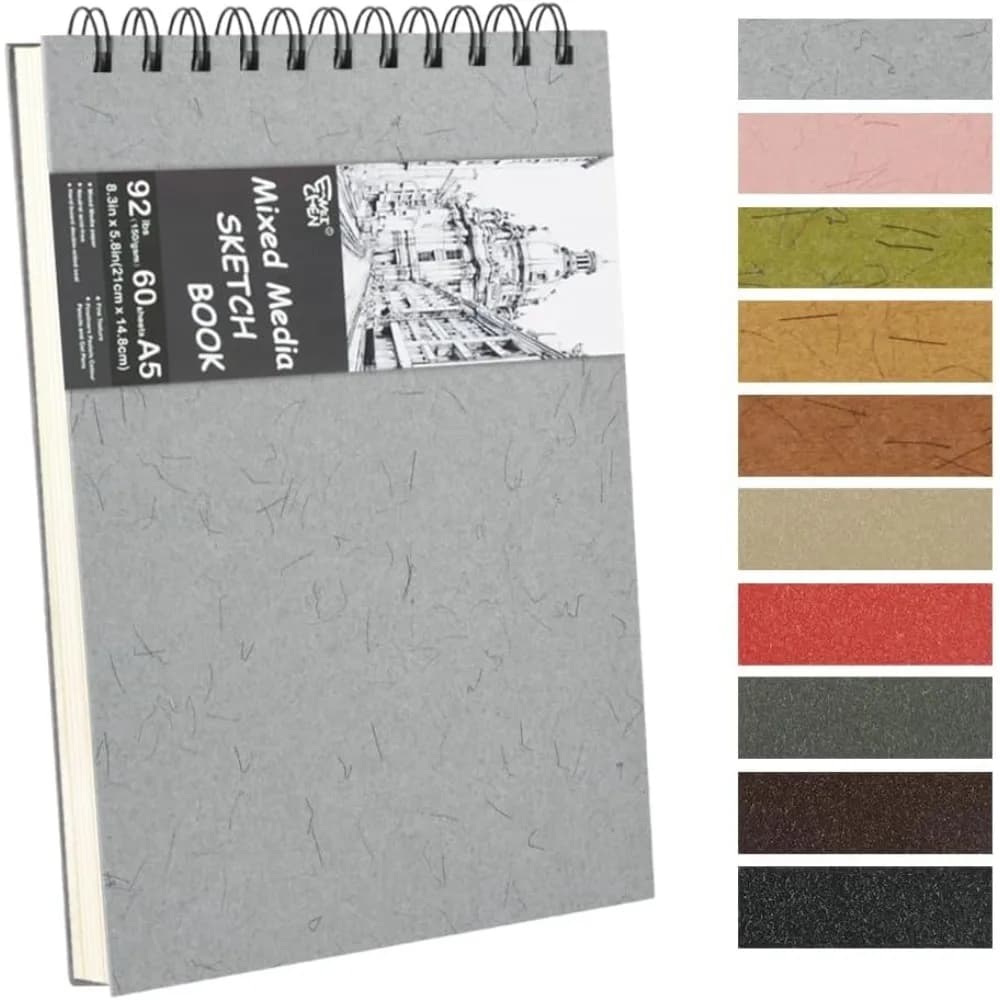Top Spiral Bound Sketch Book 8.3x5.8 Inches, 60 Sheets 92lb/150gsm Nature White Acid-Free Mixed Media Paper Pad for Drawing, Painting, Watercolor, Ink, Pencil, Charcoal & Art Supplies, Premium Artist Sketchpad for Adults