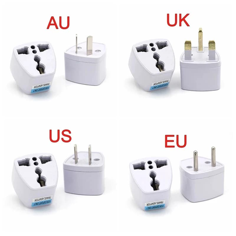 Adattatore universale da USA/UK/AU a EU, caricatore da parete con presa CA per viaggi in Europa, convertitore con presa a 2 pin rotondi.