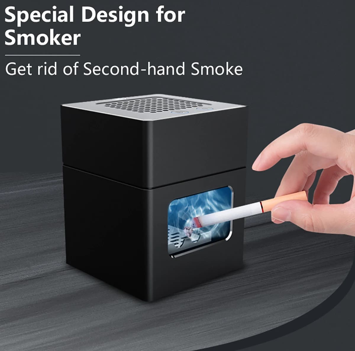 LONHOMON AP078 Posacenere Purificatore d'aria Ricaricabile Anti Fumo di seconda mano Posacenere da tavolo Rimuovi l'odore Purificatori d'aria domestici