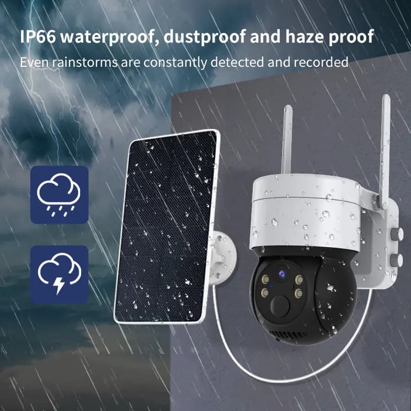 Telecamera IP Dome Wireless PTZ a Colori con Alimentazione Solare 2MP, Interfono 4G/WIFI, Impermeabile, per Sicurezza Domestica e Monitoraggio Bambini, App iCsee