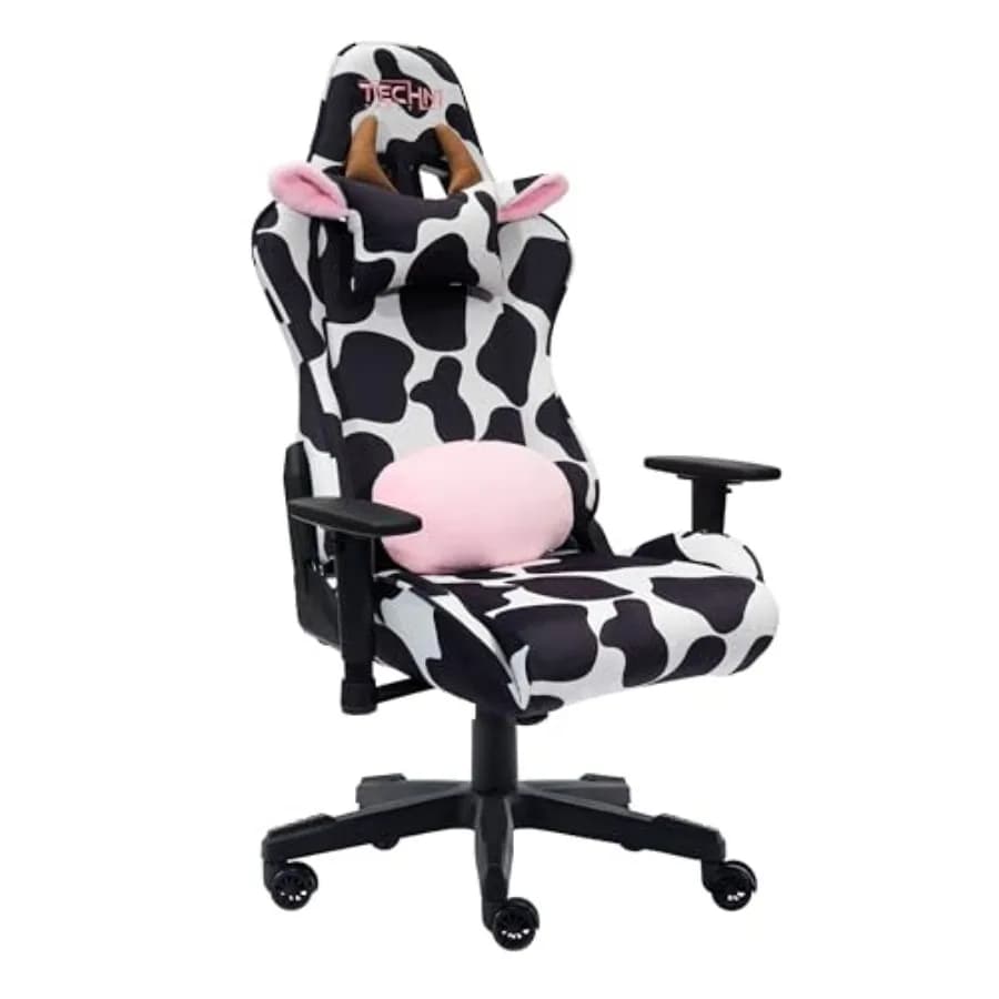 Gaming chair for home office use, made of black cow leather, featuring ergonomic support and adjustable height