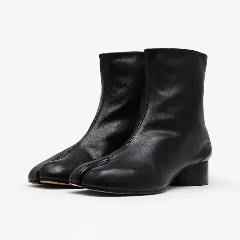 Luxury Design Fashion Split Toe Shoes 2026 Autumn Winter New Ankle Boots Genuine Leather Low Heels Women's Boots