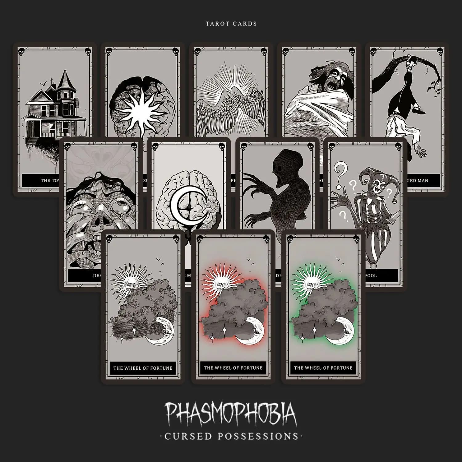 carte dei tarocchi di phasmophobia 12 carte