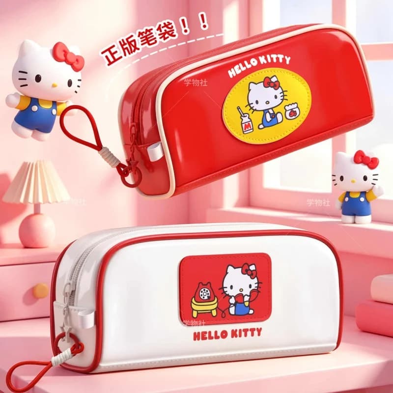 Nuovo Astuccio Hello Kitty Disponibile, Astuccio Bello e Pratico per Scuola Elementare, Rosso e Bianco, Regalo per Studenti