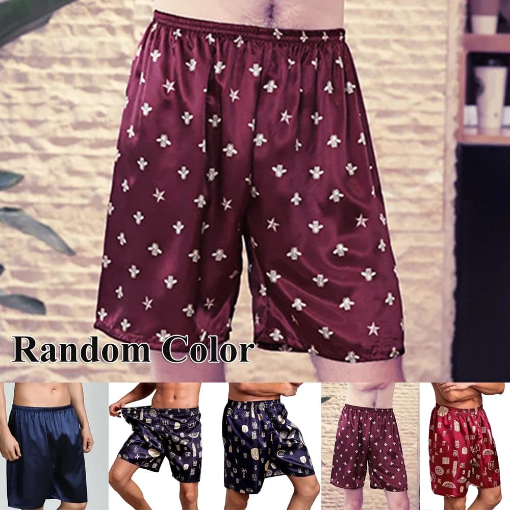 Pigiama Indumenti da notte Pantaloncini Intimo in raso di seta Pantaloni da notte da uomo Pigiama stampato Pantaloni da notte per dormire Emulazione di seta