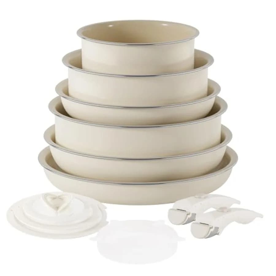 Set di Pentole in Ceramica - Set di Pentole e Padelle da Cucina con Manici Staccabili, Padelle Antiaderenti per Cucinare