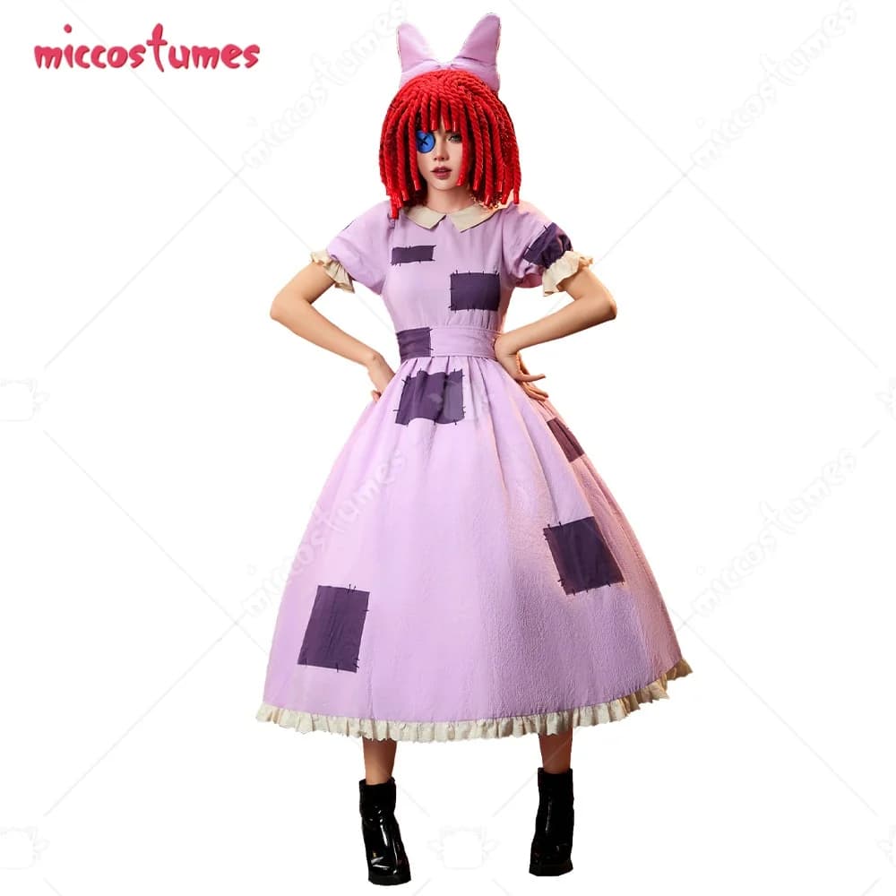 【Prevendita】Cosplay.fm TADC Costume cosplay da donna Ragatha Abito viola patchwork con cintura e accessori per capelli con trecce