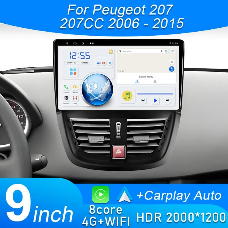 4G WIFI BT For Peugeot 207 207CC 2006 - 2015 Car Radio Car video players CarPlay Android Auto GPS Navigation No 2 din 2din DVD