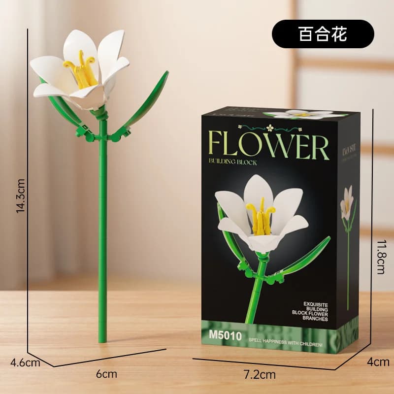 Bouquet di Fiori di Giglio M5010, Micro Blocchi da Costruzione Fai-da-Te, Mattoncini Artificiali Romantici Eterni, Decorazione per la Casa, Giocattoli da Costruzione per Regali