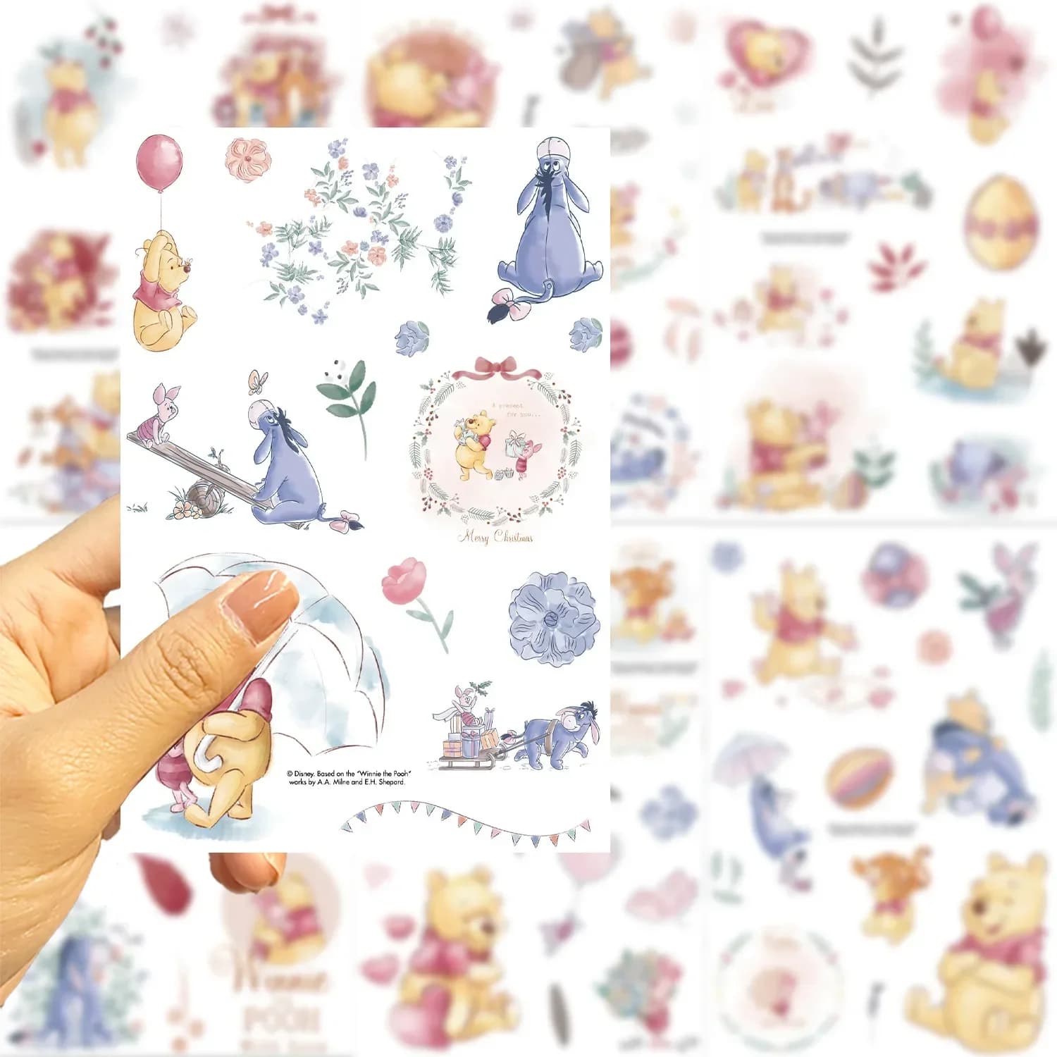 8/16 Fogli Disney Winnie the Pooh Adesivi Puzzle 'Crea una Faccina' per Telefono, Laptop, Valigie, Skateboard, Graffiti, Divertenti come Regalo
