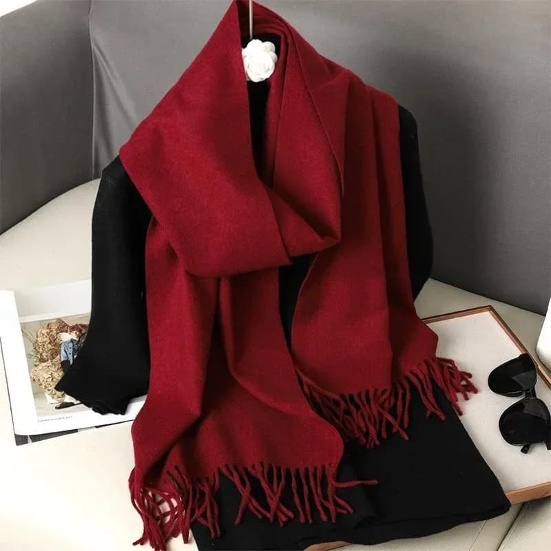 Sciarpa invernale da donna in tinta unita, scialle in cashmere caldo e spesso, moda outdoor, lusso, design antivento, conveniente