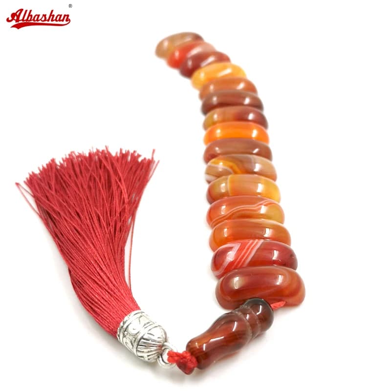 Tasbih Bracciale con perline turche in pietra di agata rossa naturale, regalo, accessori Ramadan a portata di mano