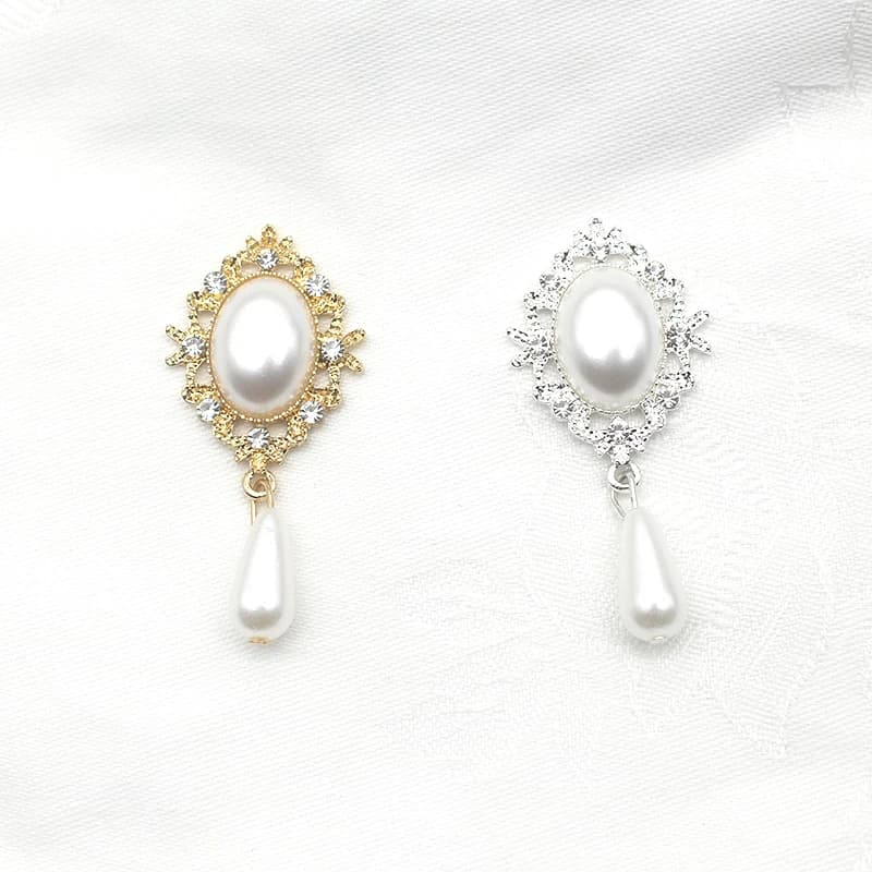 5 pezzi 24 * 52 mm ovale in metallo con diamanti accessori pendenti con perle fai da te abito da sposa copricapo confezione regalo accessori decorativi