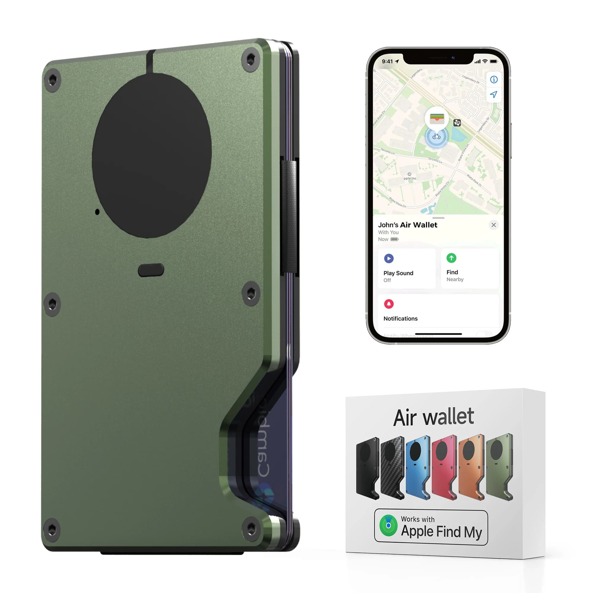 Integrated Airtag Chip Wallet, Credit Card Holder with RFID Block, Thin Men's Wallet, Compatible Only with Find My iOS