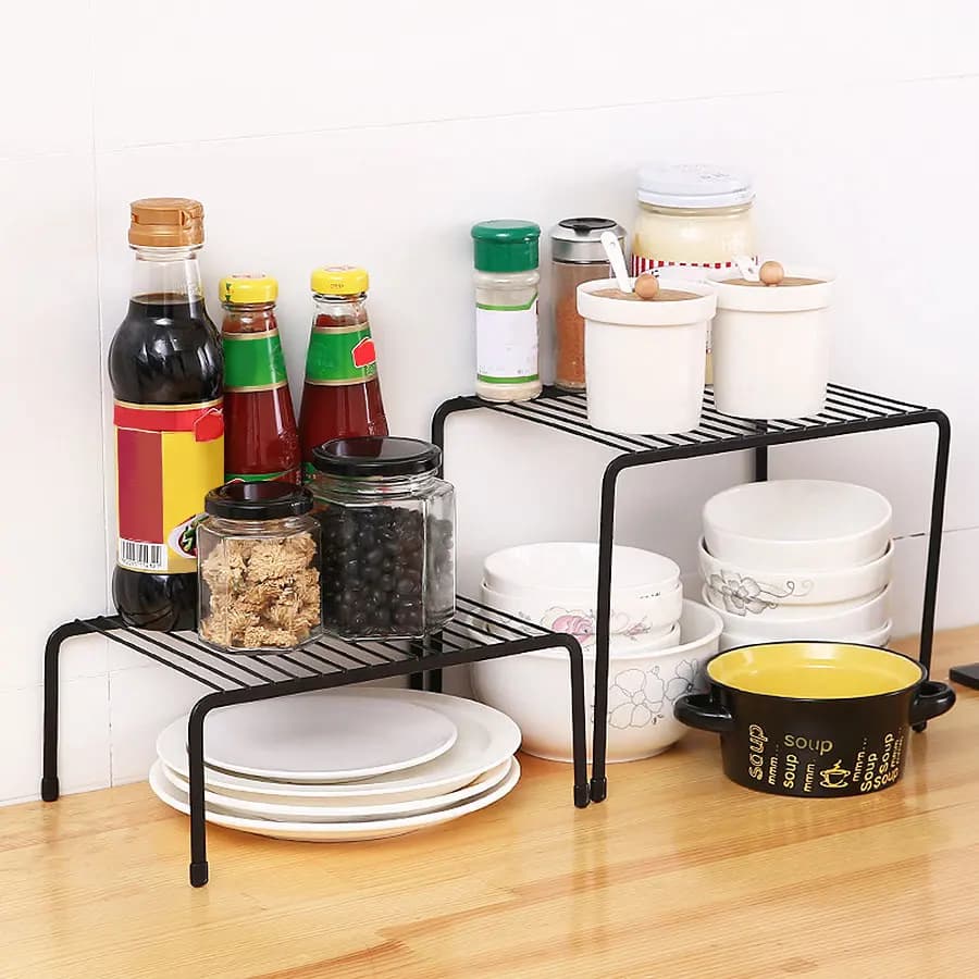 Kitchen shelf, wrought iron dressing rack, sink, floor and shelf for dishes