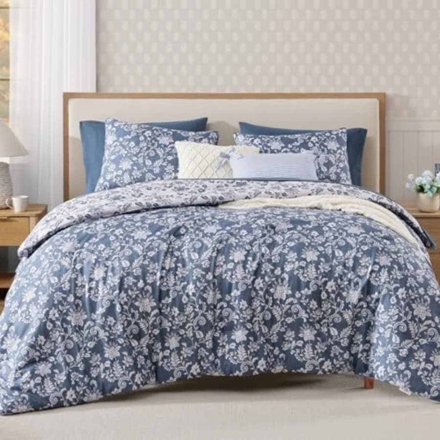 Comforter Set -7 Pieces Floral Comforter Set for All Seasons, Bed in a Bag with Botanical Flowers Comforter, Sheets, Pillowcase