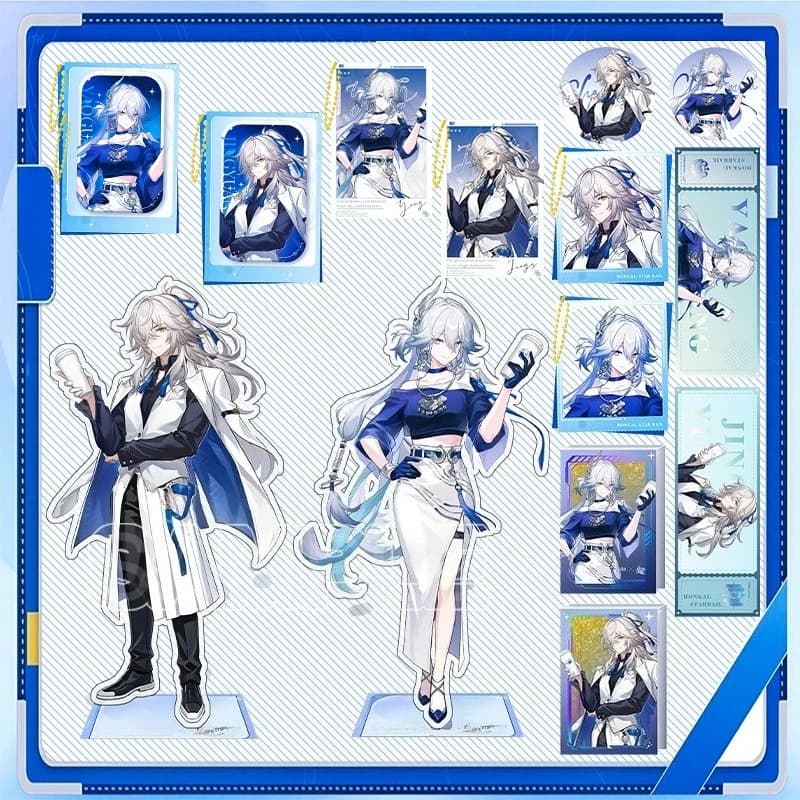 Honkai: Star Rail Jingyuan Yaoguang - Portachiavi, Ciondolo, Badge, Biglietto, Espositore in Acrilico, Gioco Mahjong con Sabbie Mobili - Regalo per i Fan