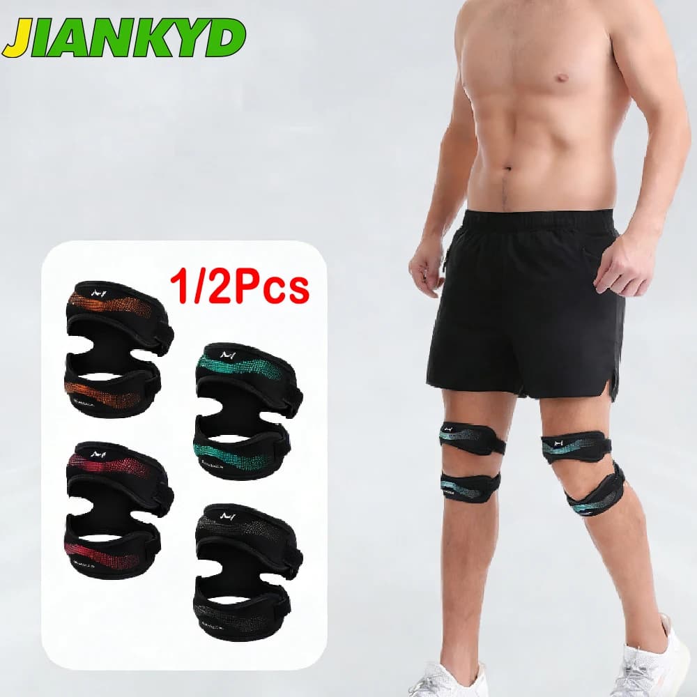 1/2 Pezzi Fascia di Supporto per Tendine Rotulee per Alleviare il Dolore, Artrite, Tendinite, Ginocchiera Regolabile per Corsa, Basket, Palestra