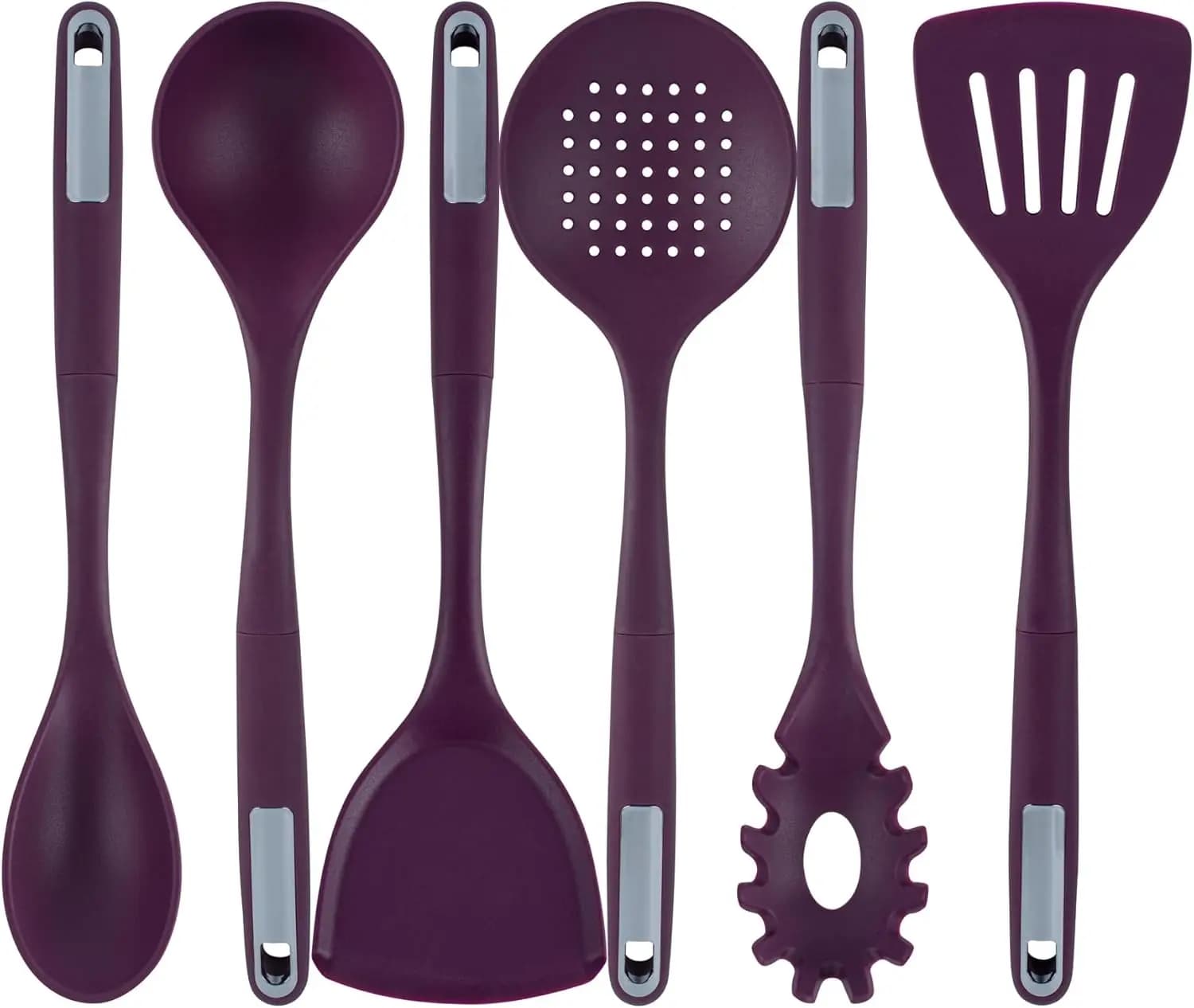 Silicone Tools Set, Pack of 1, Non-slip Handle, Set of 6 Kitchen Tools, Heat Resistant and Dishwasher Washable