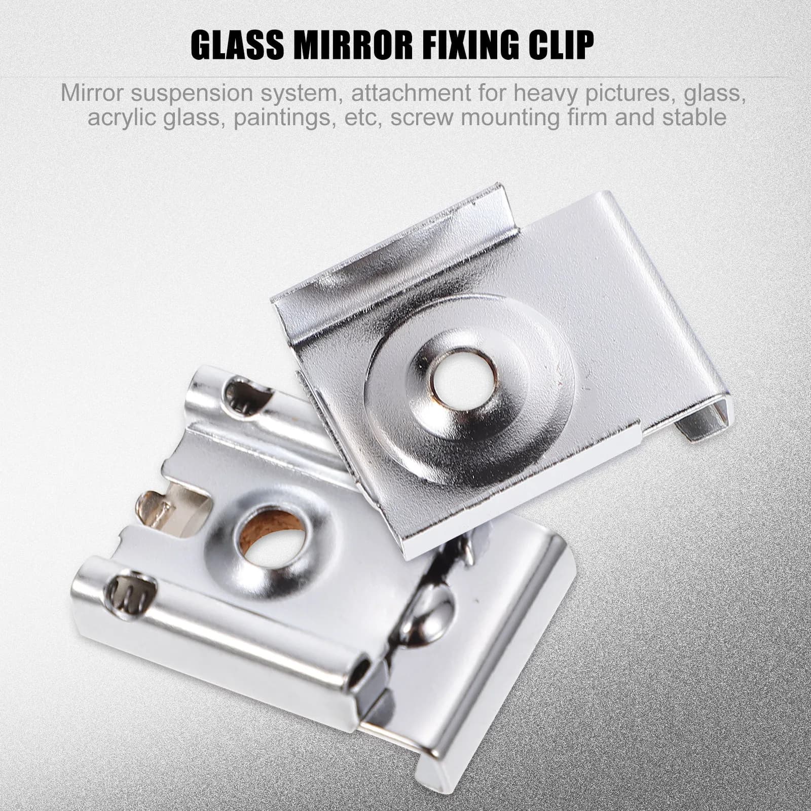 2Sets Glass Mirror Clamps Iron Rustproof Holders Multi Purpose Fixing Clips for Bathroom Shelves Wine Cabinet Glass Shelf