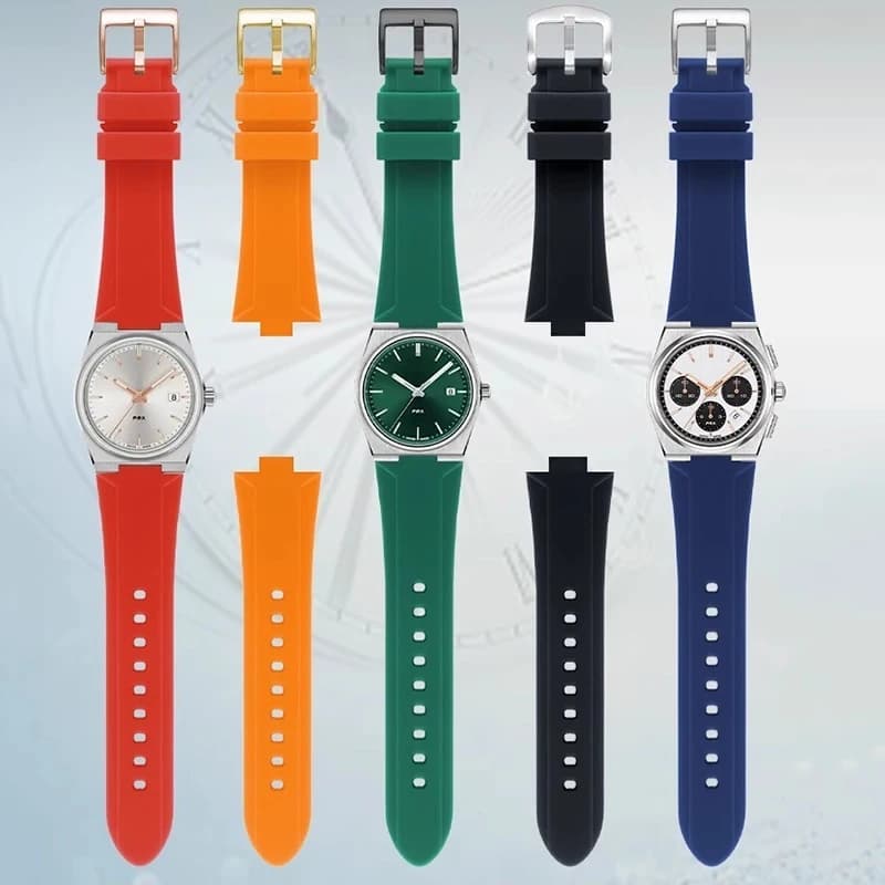 Cinturino in Gomma Siliconica 24x11mm 26x12mm per Tissot PRX Super Player T137.407.11, Bracciale Convesso per Orologi da Uomo e Donna