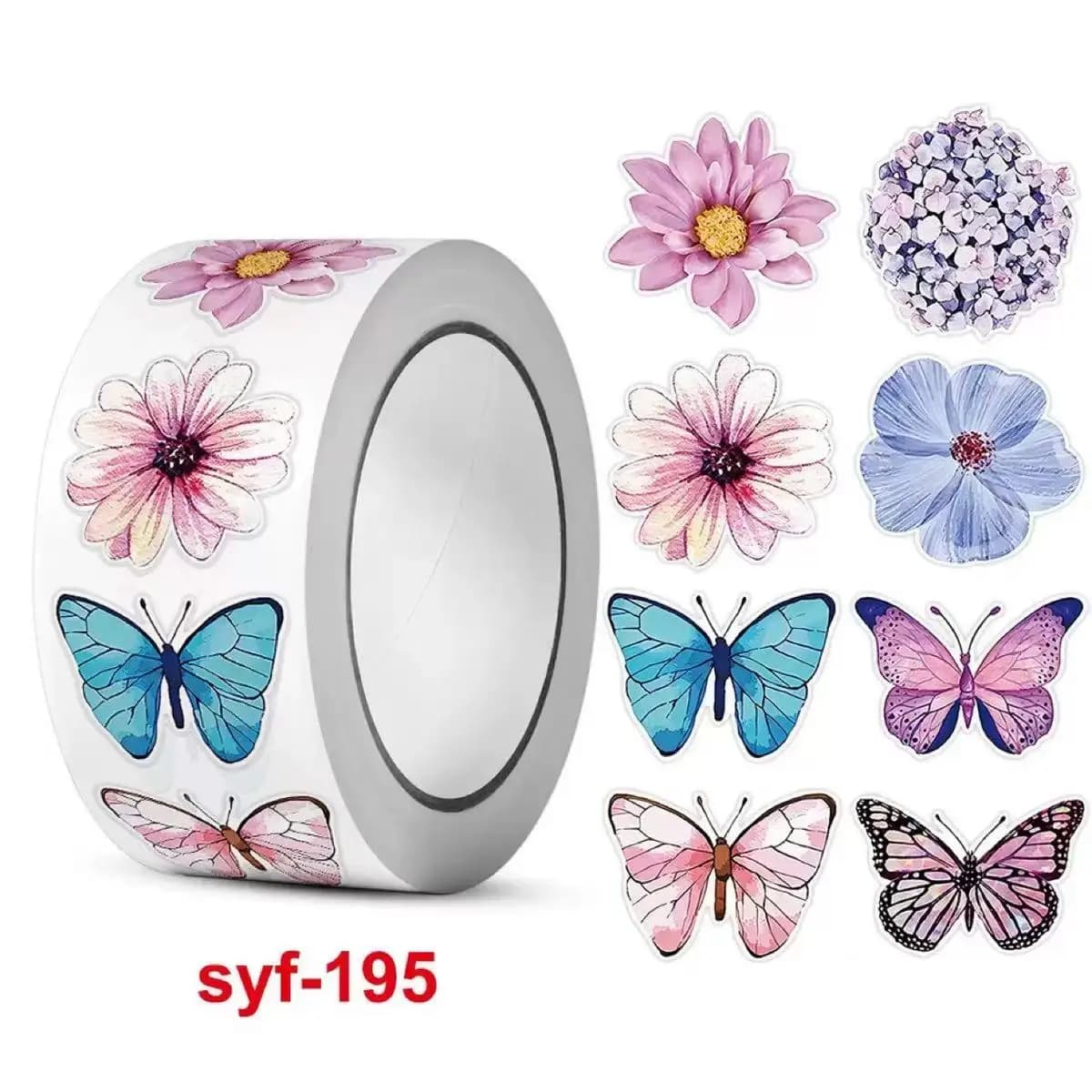 500 Adesivi a Forma di Farfalla e Fiore, 1 Pollice, 8 Design Colorati, Decorazioni per Feste