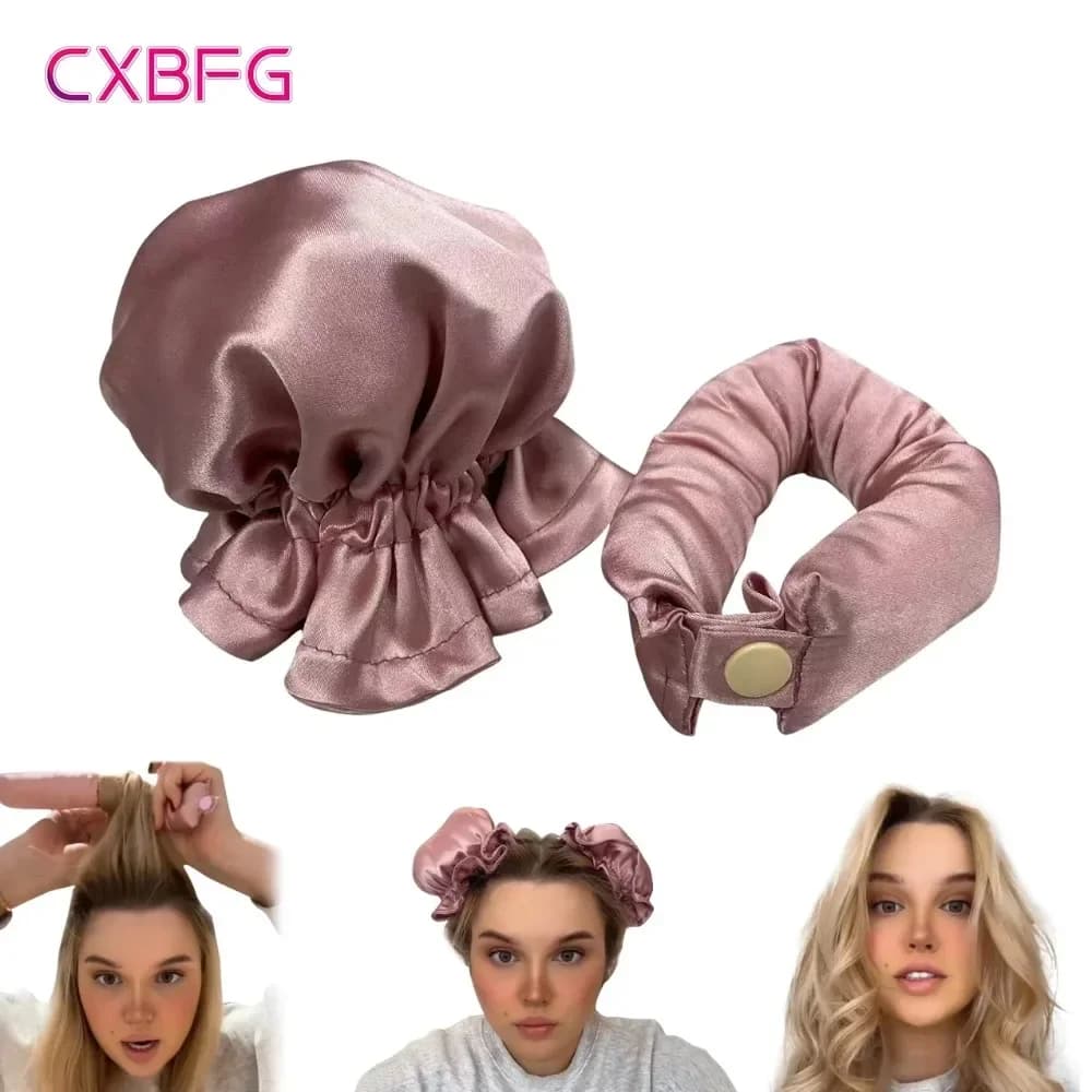 Heat-free curling rod band Soft bigodini No heat Silk curls Lazy hair rolls Bigodino for sleeping with hood Hair styling tools