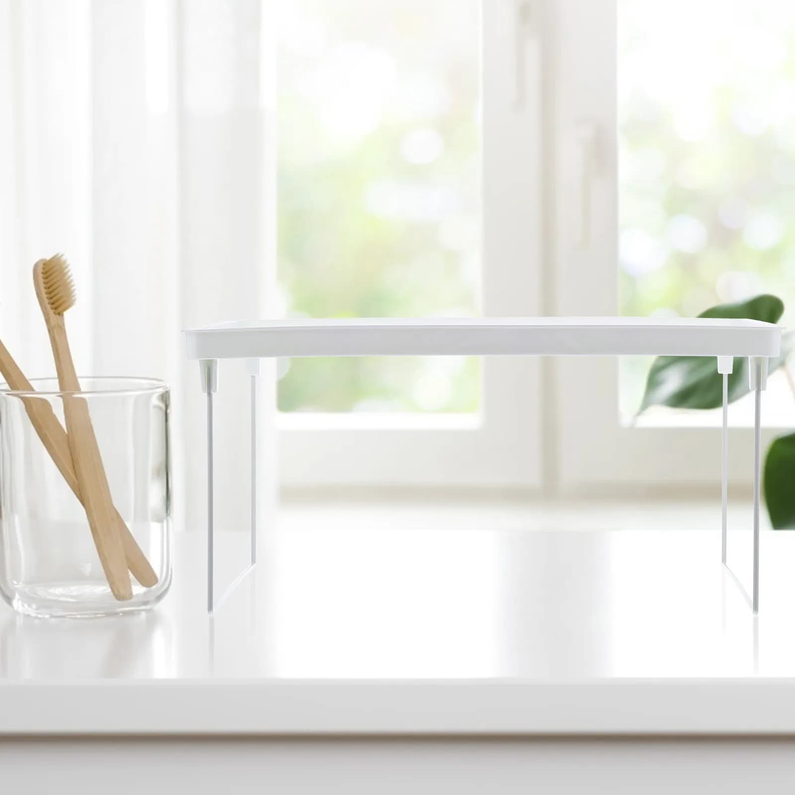 Organizer at 1 Plastic shelf, Chestnut shelf, Bath, Desk, Decorations and Cosmetics