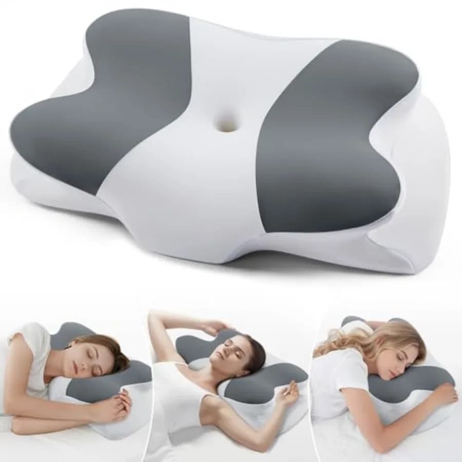 Cuscino Cervicale Ergonomico - Cuscini per Alleviare il Dolore, Cuscino in Memory Foam Sagomato per Chi Dorme su un Fianco/Dosso/Schiena, CertiPUR-US