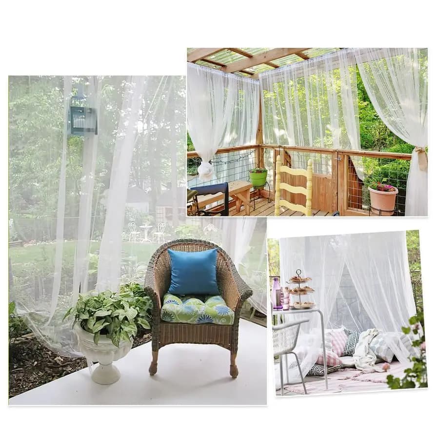 Zanzariera da Esterno per Portico, Patio, Gazebo, 2 Pannelli, Impermeabile, Tende in Tulle Trasparente, Rete a Maglie, Tende per la Privacy