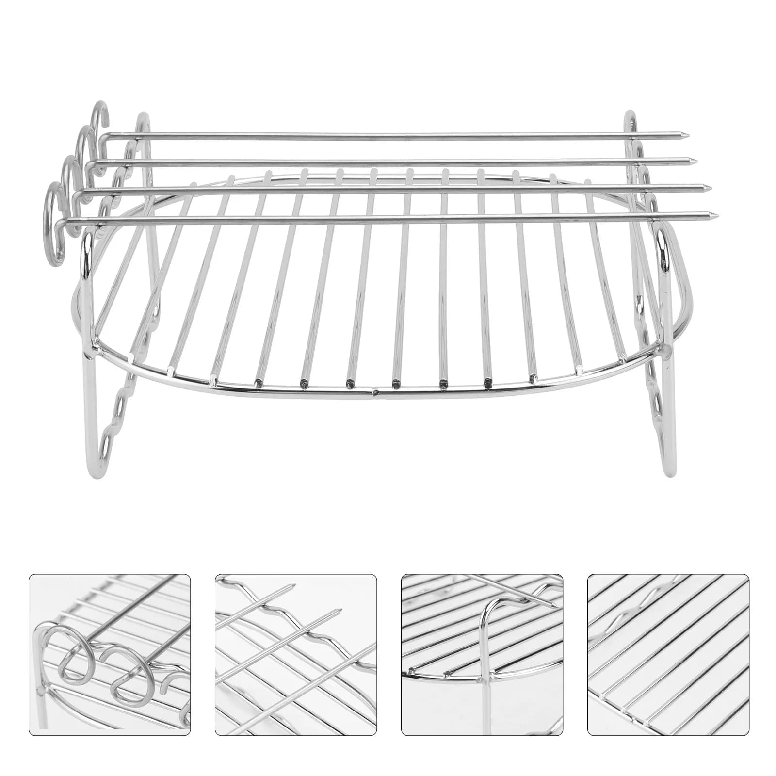 1Set Square Air Fryer Rack Replacement Bbq Grill Rack Double Layer Kitchen Accessory for Cooking Steaming Cooling Skewers